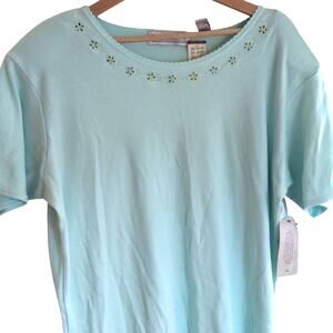 Karen Scott Light Blue T-Shirt | 1X NWT!  0076
